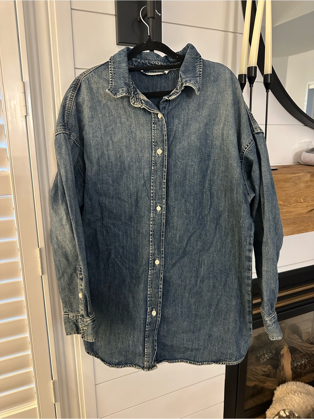 Zara Faded Blue Oversized Denim Utility Jacket